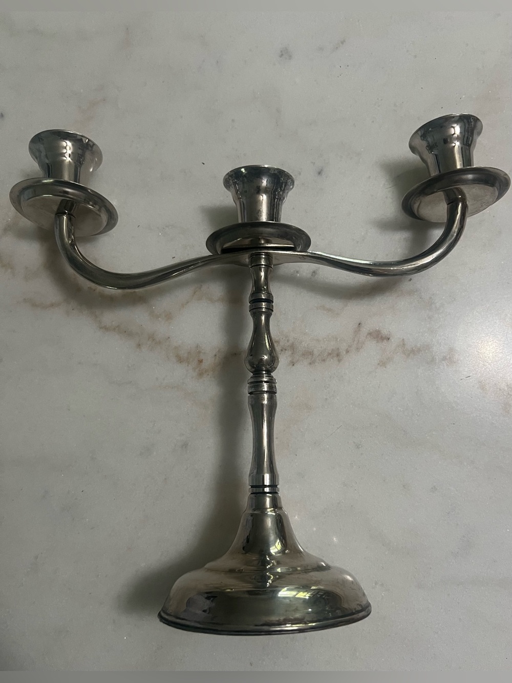 Vintage 3-Arm Silver Plated Candelabra Curved Branch Arms Classic Drip Pans